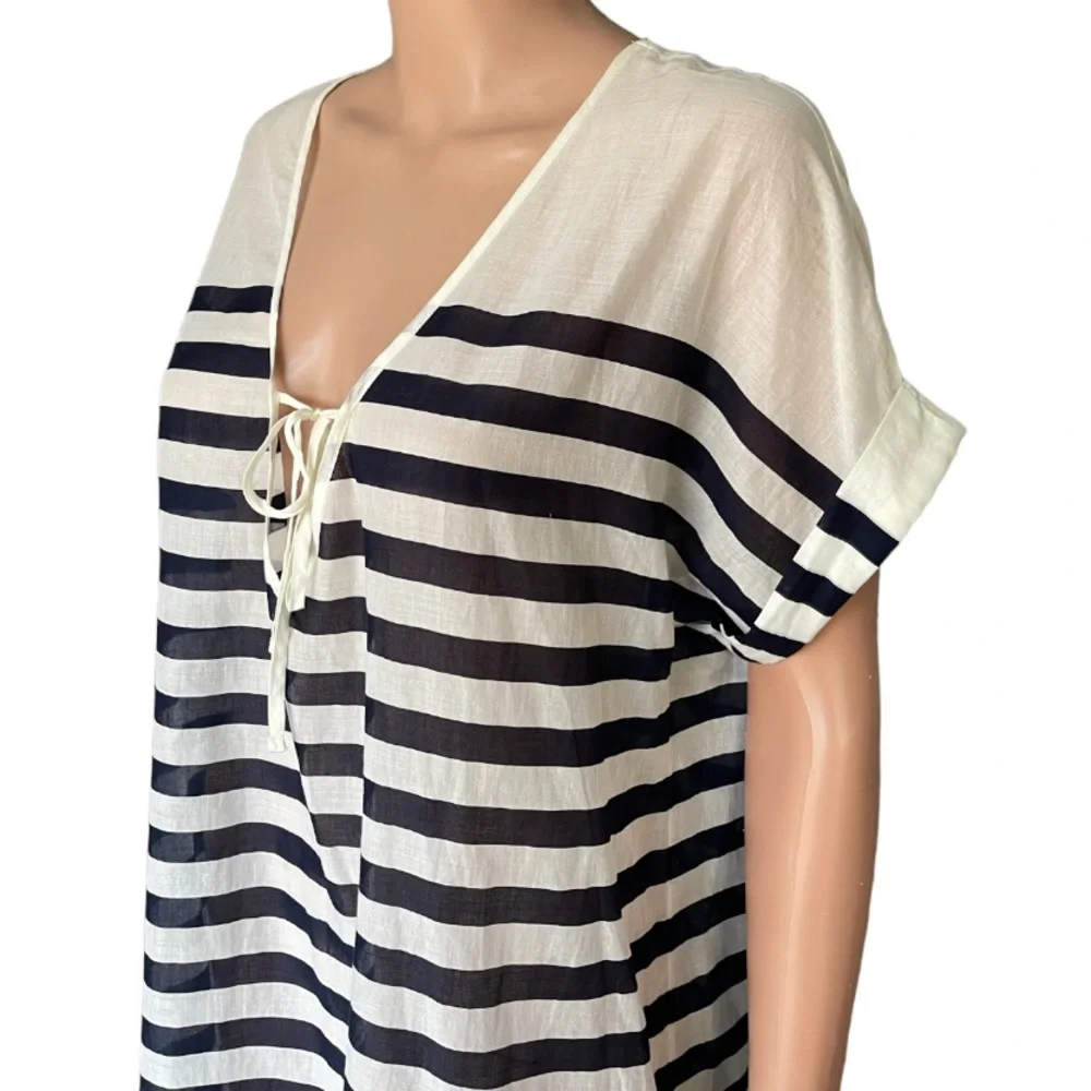 J.Crew Striped Semi Sheer Cotton Tunic Coverup